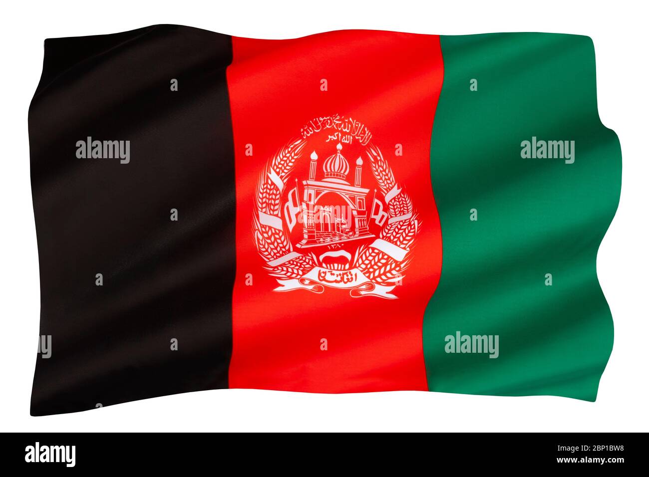 The national flag of Afghanistan - During the 20th century Afghanistan went through 18 different national flags, more than any other country during th Stock Photo
