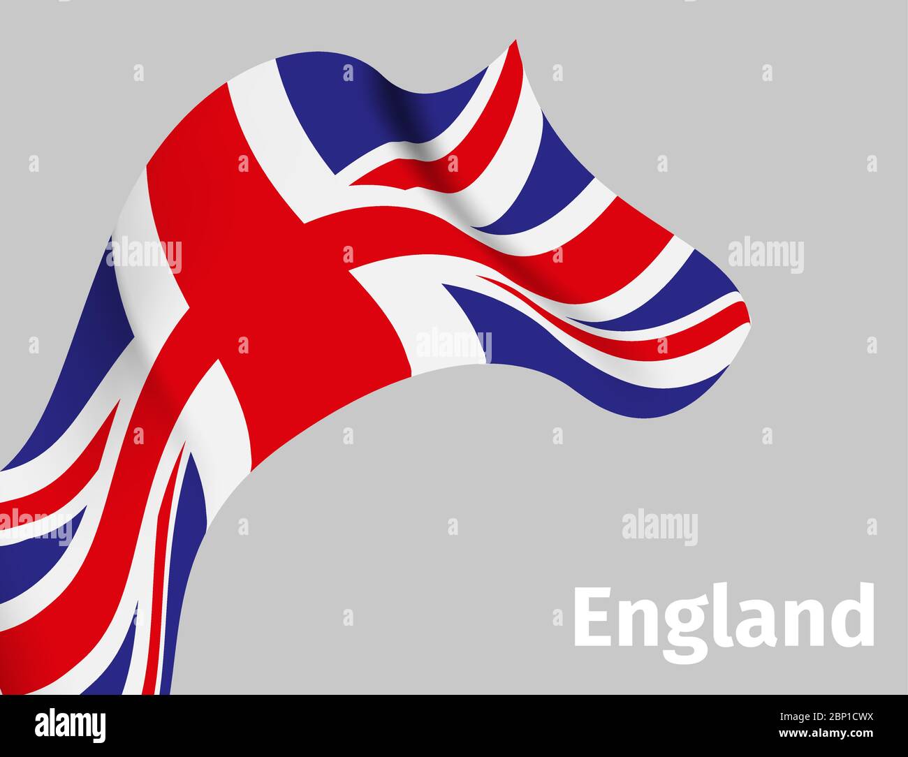 Background with England wavy flag on grey, vector illustration Stock Vector