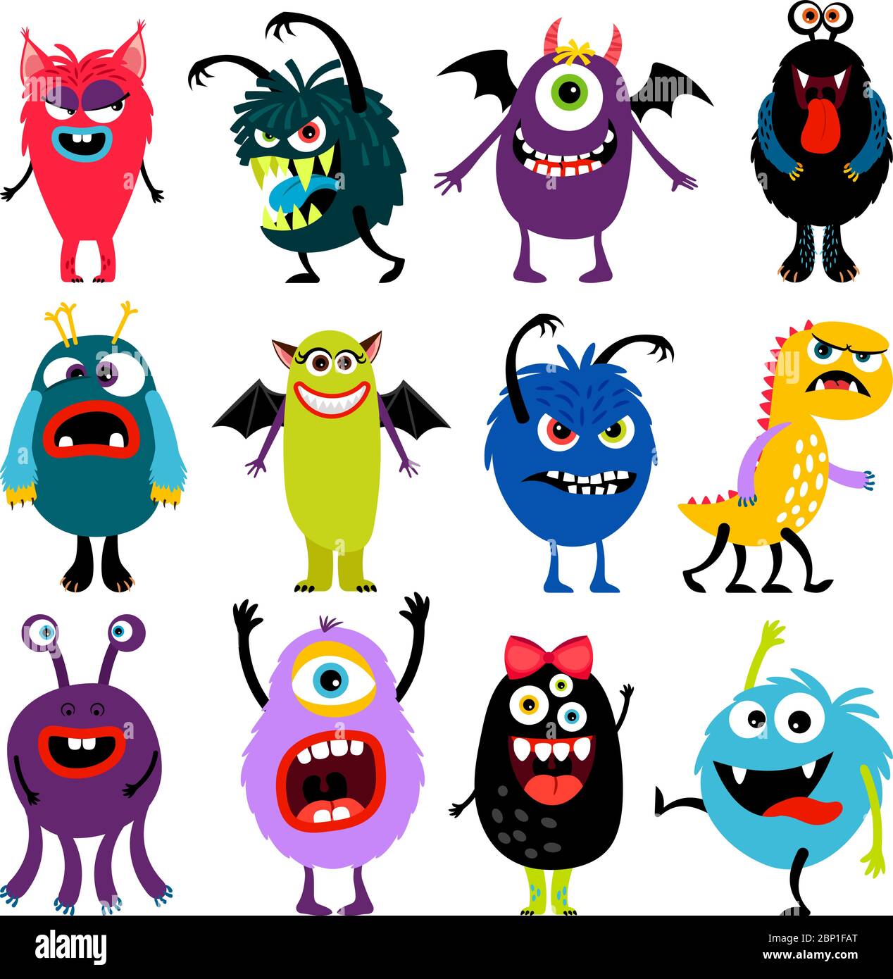 Cute cartoon colorful mosters with different emotions collection ...