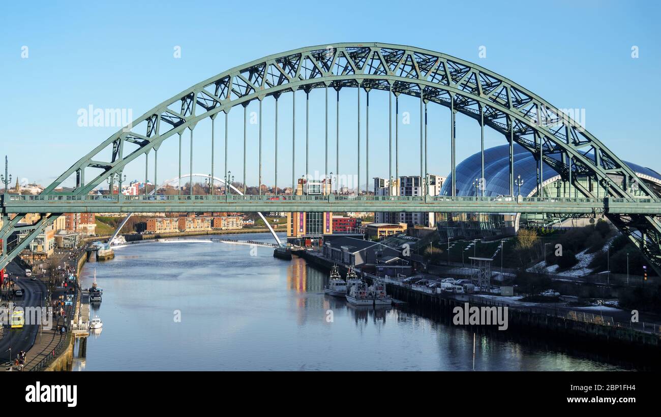 NEWCASTLE UPON TYNE, TYNE AND WEAR/UK - JANUARY 20 : View of the Tyne  Bridge in Newcastle upon Tyne, Tyne and Wear on January 20, 2018 Stock Photo