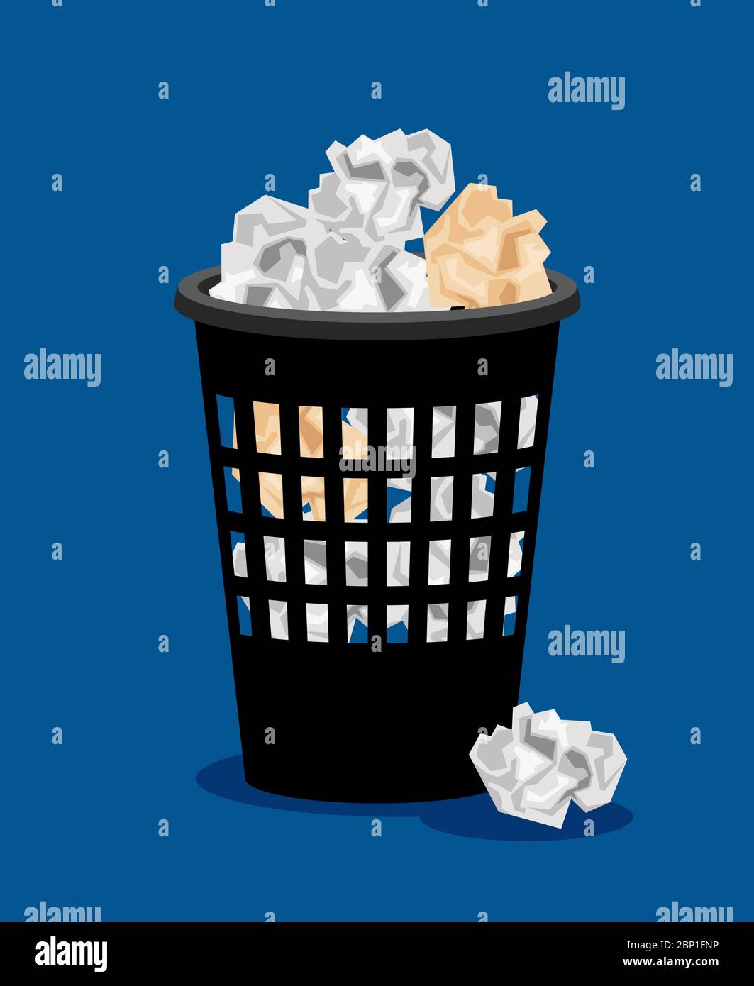 Garbage bin and crumpled papers vector illustration. Office trash can or paper  basket Stock Vector Image & Art - Alamy