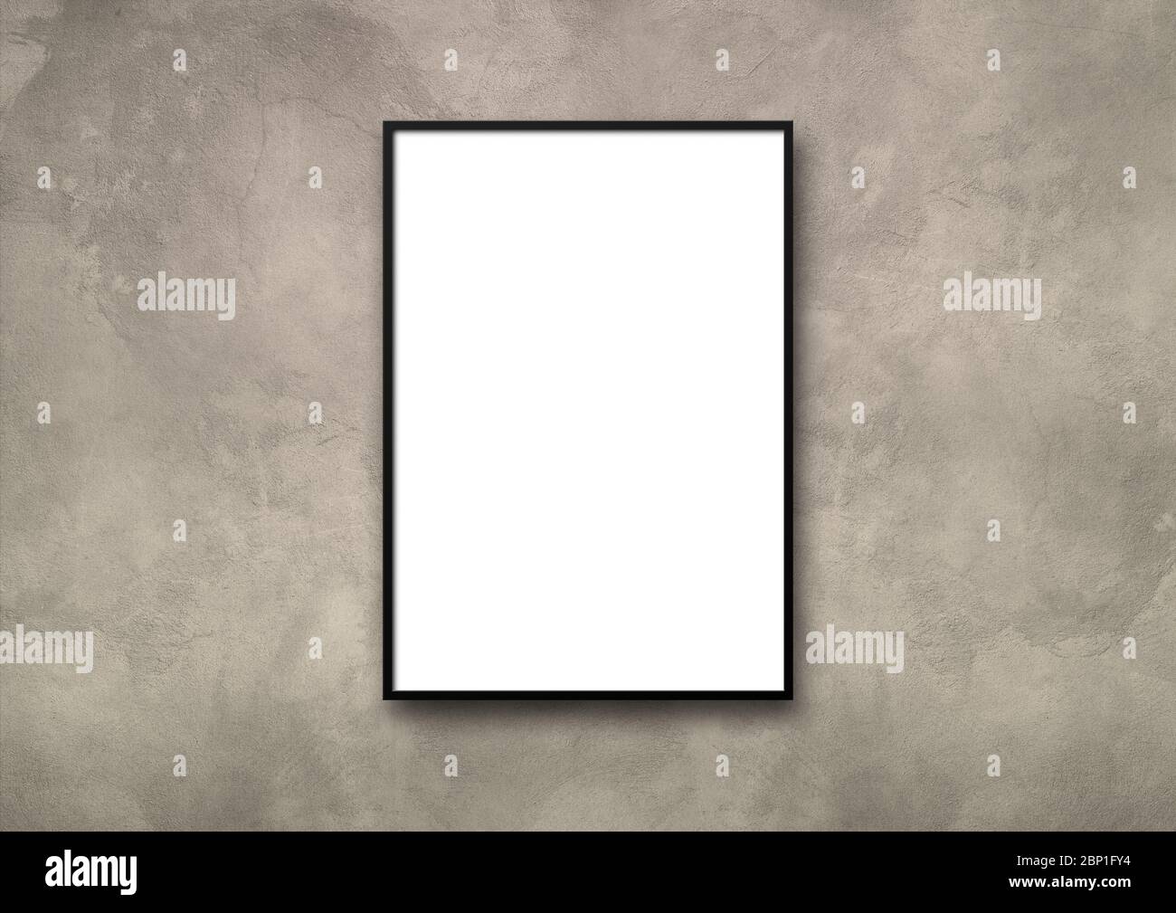 Download Black Picture Frame Hanging On A Light Concrete Wall Blank Mockup Template Stock Photo Alamy PSD Mockup Templates