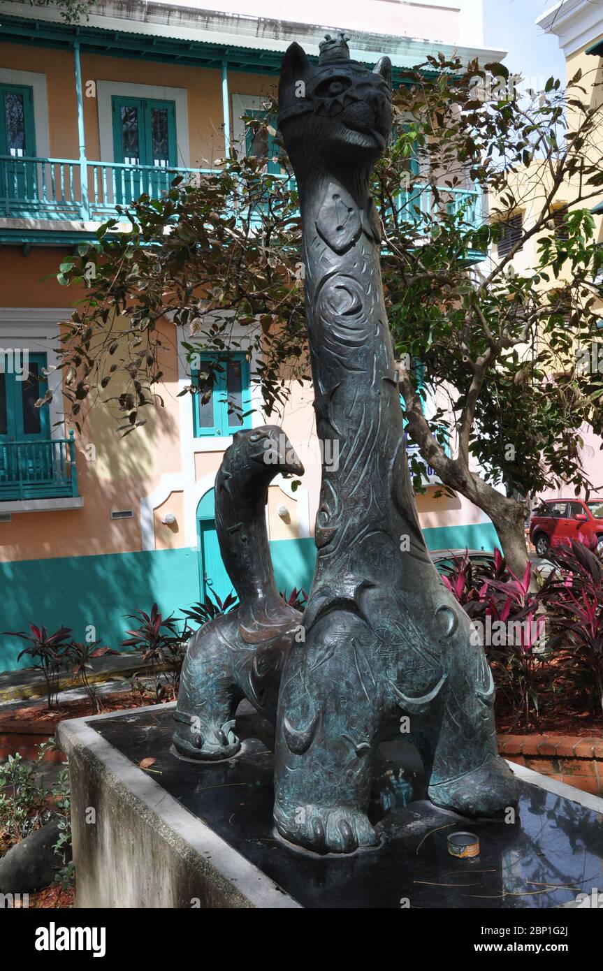 CAT SCULPTURE GARDEN OLD SAN JUAN PUERTO RICO USVI Stock Photo Alamy