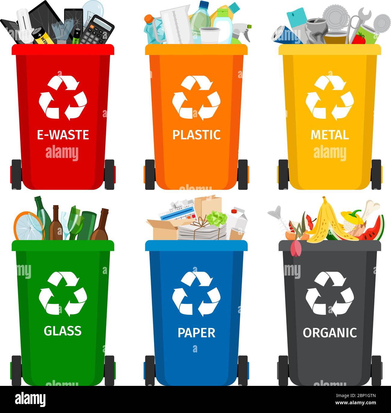 Waste Sorting - Recycling / Garbage Bins / Trash Cans Environment Clip Art