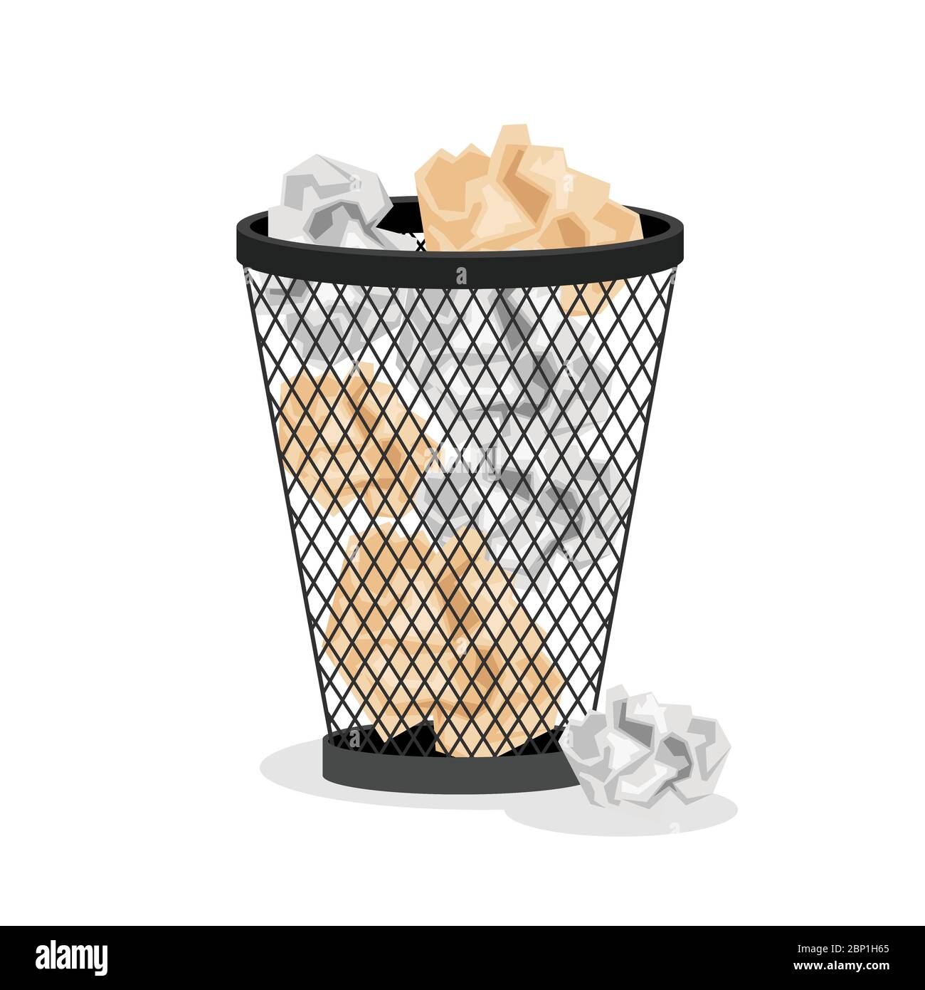 https://c8.alamy.com/comp/2BP1H65/office-basket-with-crumpled-paper-isolated-on-white-background-vector-illustration-2BP1H65.jpg