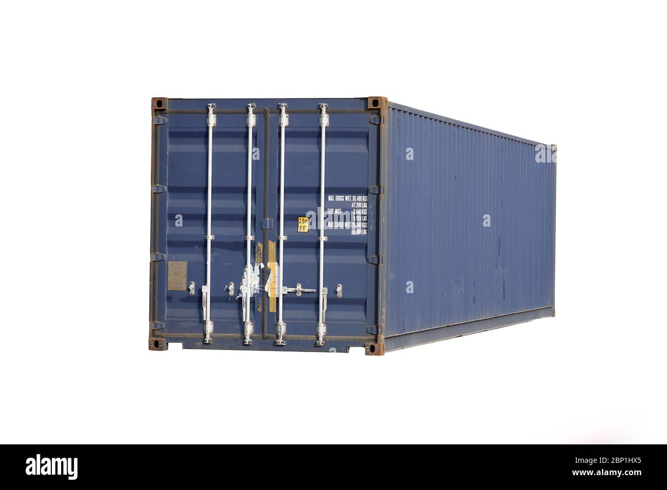 Blue container Cut the white back Stock Photo