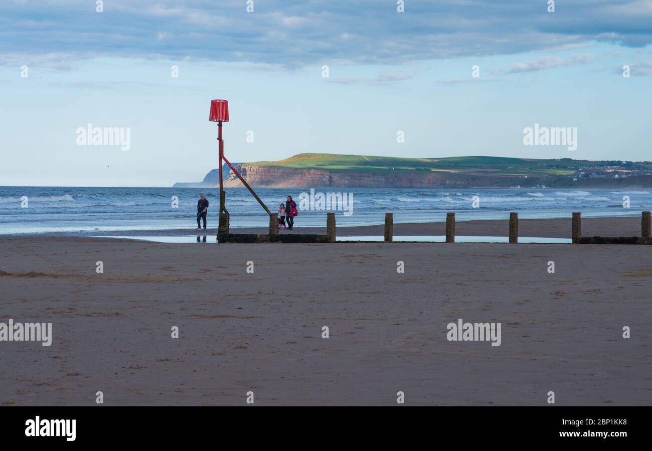Groyne on the beach at Redcar, Cleveland Stock Photo