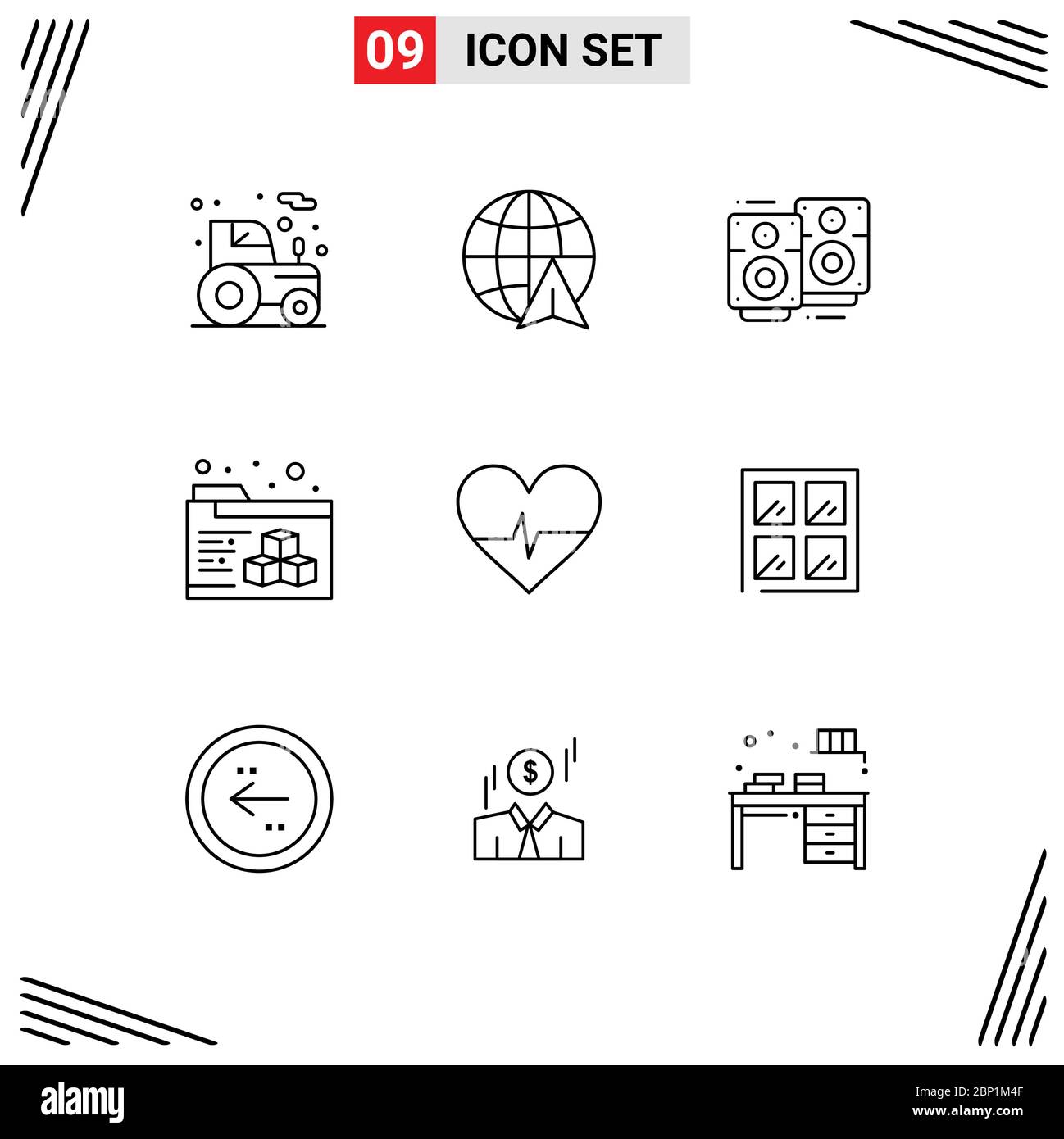 9 Universal Outlines Set For Web And Mobile Applications Construction Science Love Song Heart Folder Editable Vector Design Elements Stock Vector Image Art Alamy