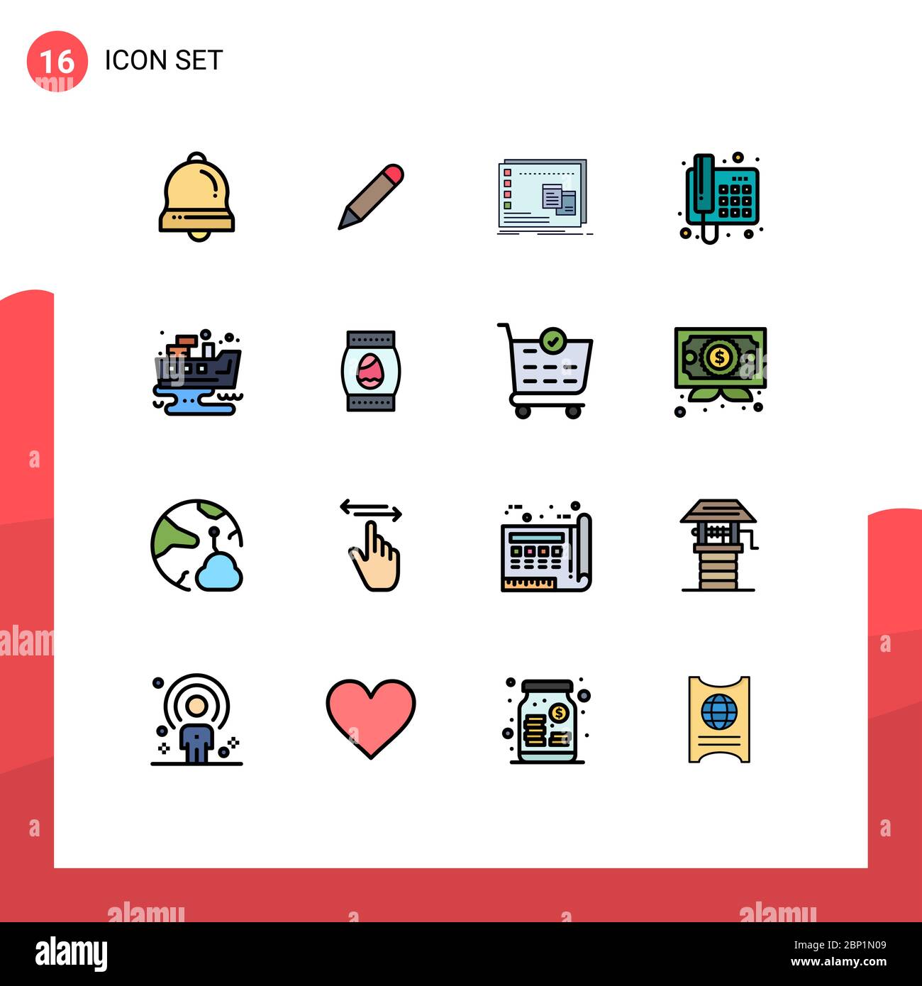 16 Creative Icons Modern Signs and Symbols of leaked, telephone, window, phone, program Editable Creative Vector Design Elements Stock Vector