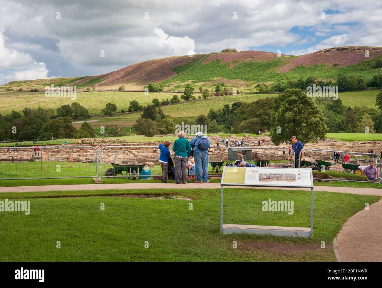 Archaeological dig - archaeologists undertake excavation at Vindolanda Roman Fort near Hadrian's Wall in Northumberland. Stock Photo