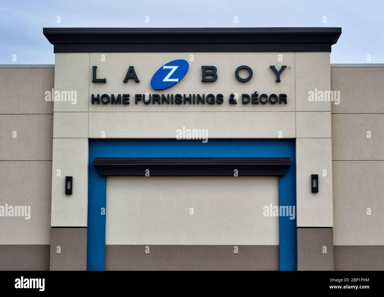 LAZBOY Home Furnishings & Decor storefront on FM 1960 in Houston, TX. Independently owned retail business for housewares, decor and furniture. Stock Photo