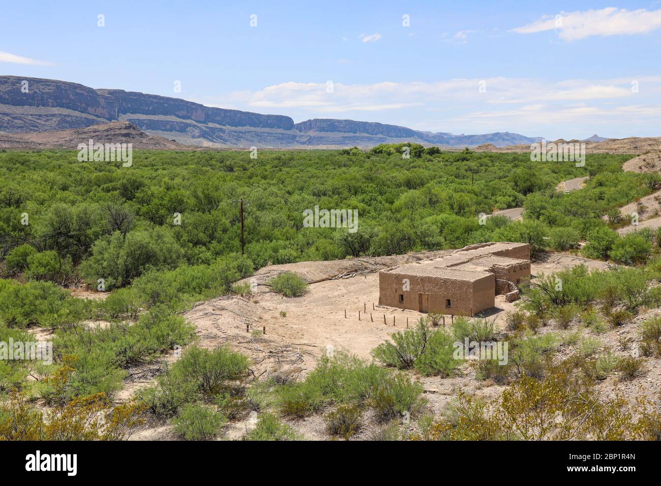 Adobe structure once used in support of farming in the Castolon area of Big Bend National Park, Texas Stock Photo