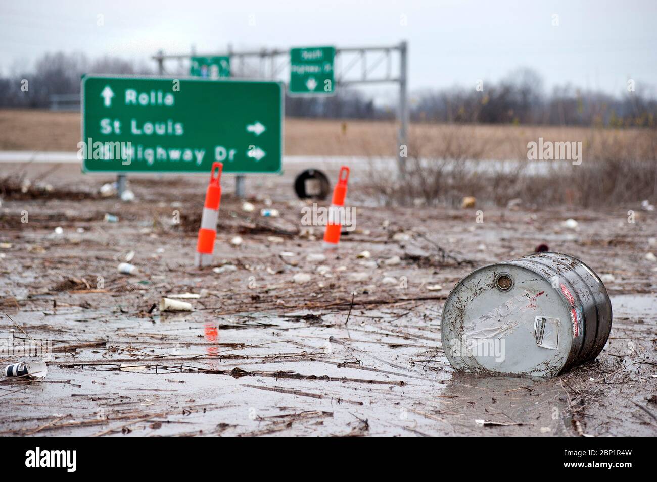 2016 flooding in Valley Park, Missouri USA along the Meramec River