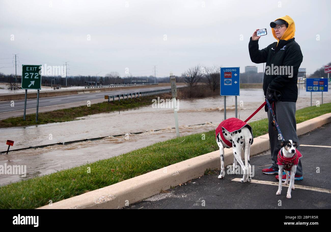 2016 flooding in Valley Park, Missouri USA along the Meramec River