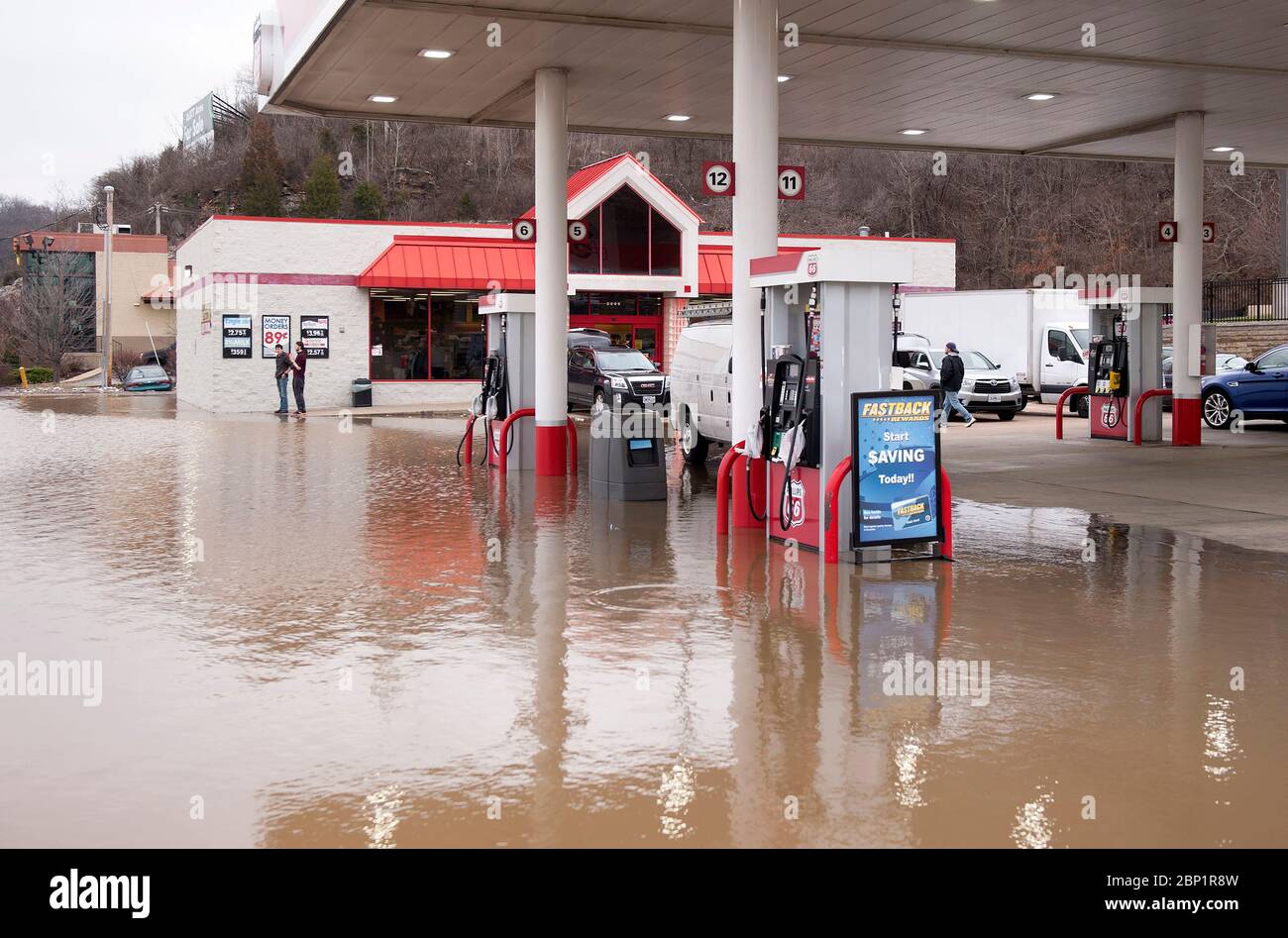 2016 flooding in Valley Park, Missouri USA along the Meramec River
