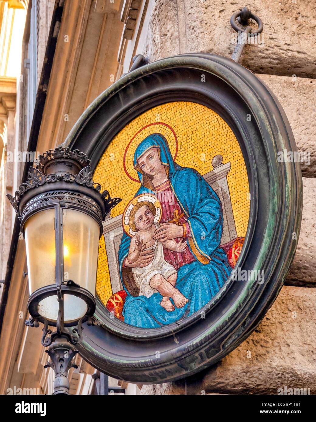 Virgin Mary aedicula on Palazzo Grazioli in Via del Plebiscito, Rome, Italy Stock Photo