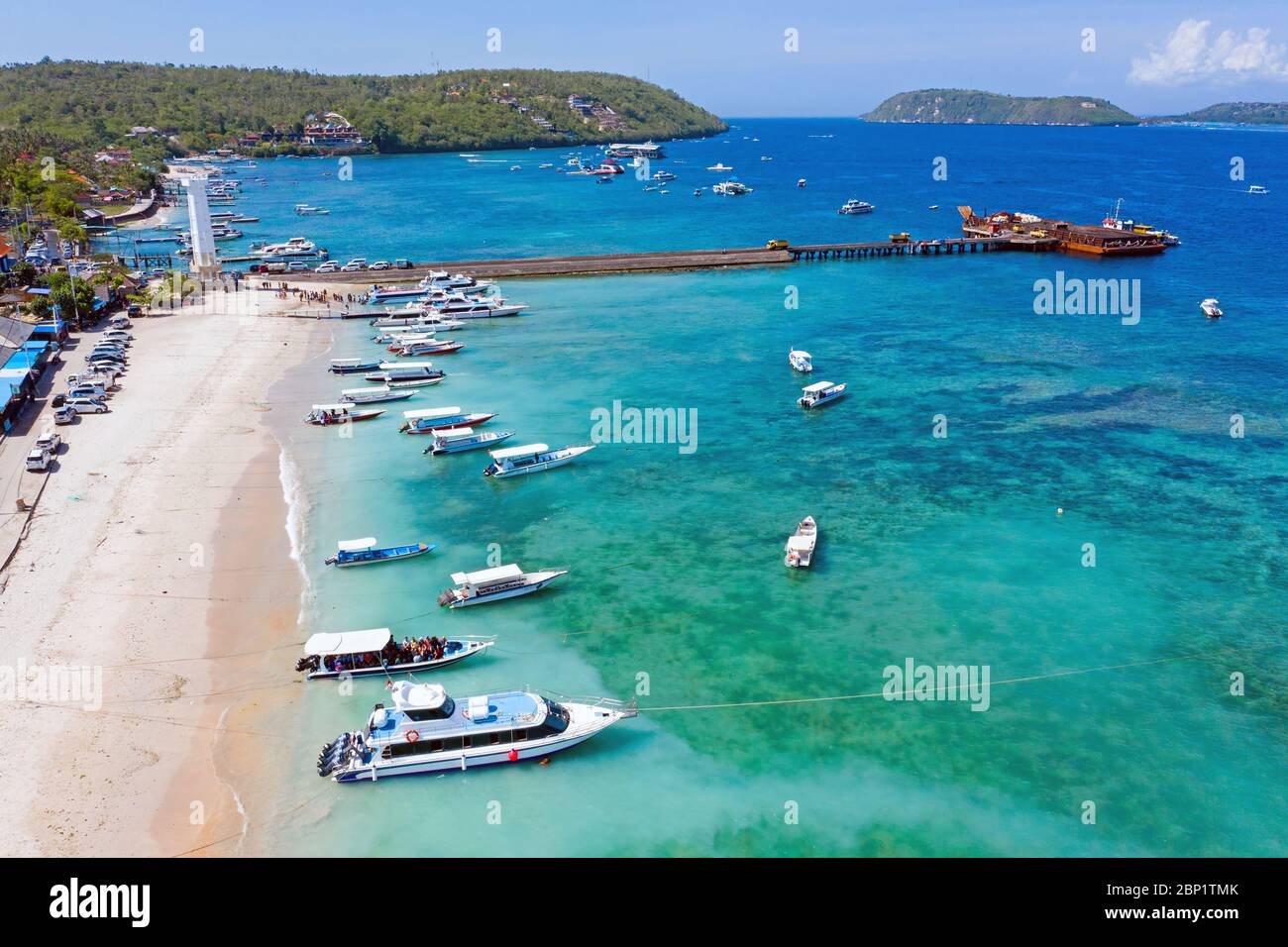 Aerial from Toya Pakeh Harbour Nusa Penida Bali Indonesia Stock Photo