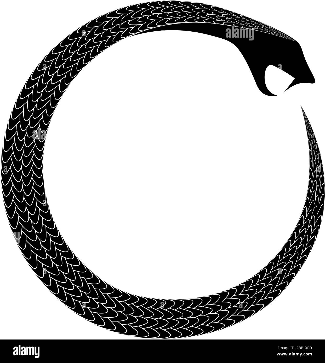 ancient occult and alchemical symbol coiled snake eating tail ouroboros Stock Vector