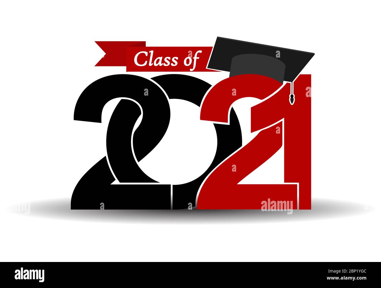 Class and graduates of 2021 with a graduation cap. Vector illustration ...