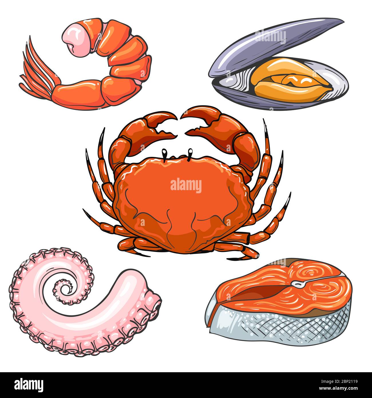 Hand drawn seafood sketch Stock Vector Image & Art Alamy