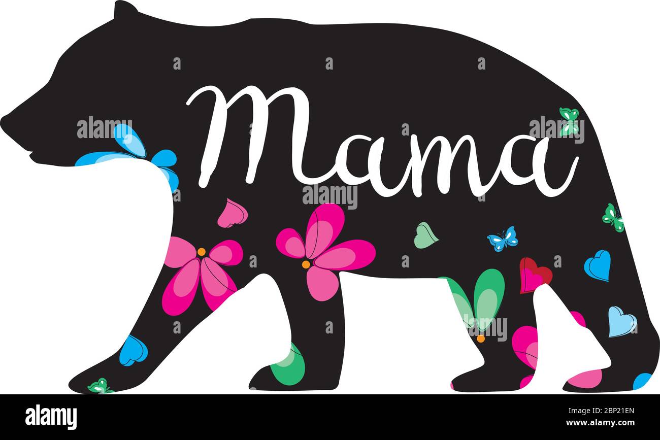 https://c8.alamy.com/comp/2BP21EN/vector-illustration-of-a-mama-bear-floral-bear-animal-nature-wilderness-background-2BP21EN.jpg