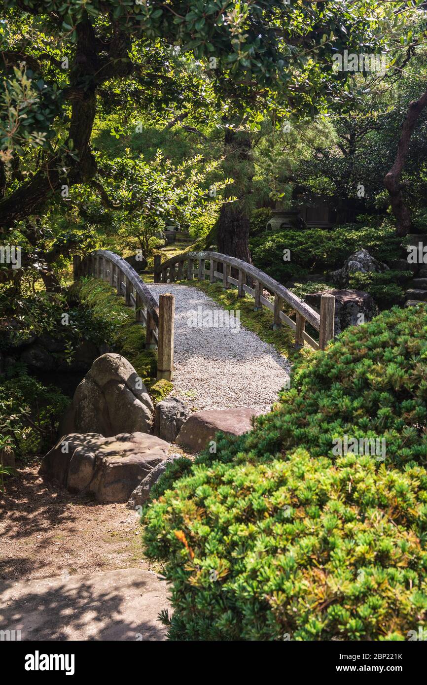 Kyoto, Japan, Asia - September 3, 2019 : Bridge at the Gonatei Garden in the Imperial Palace of Kyoto Stock Photo