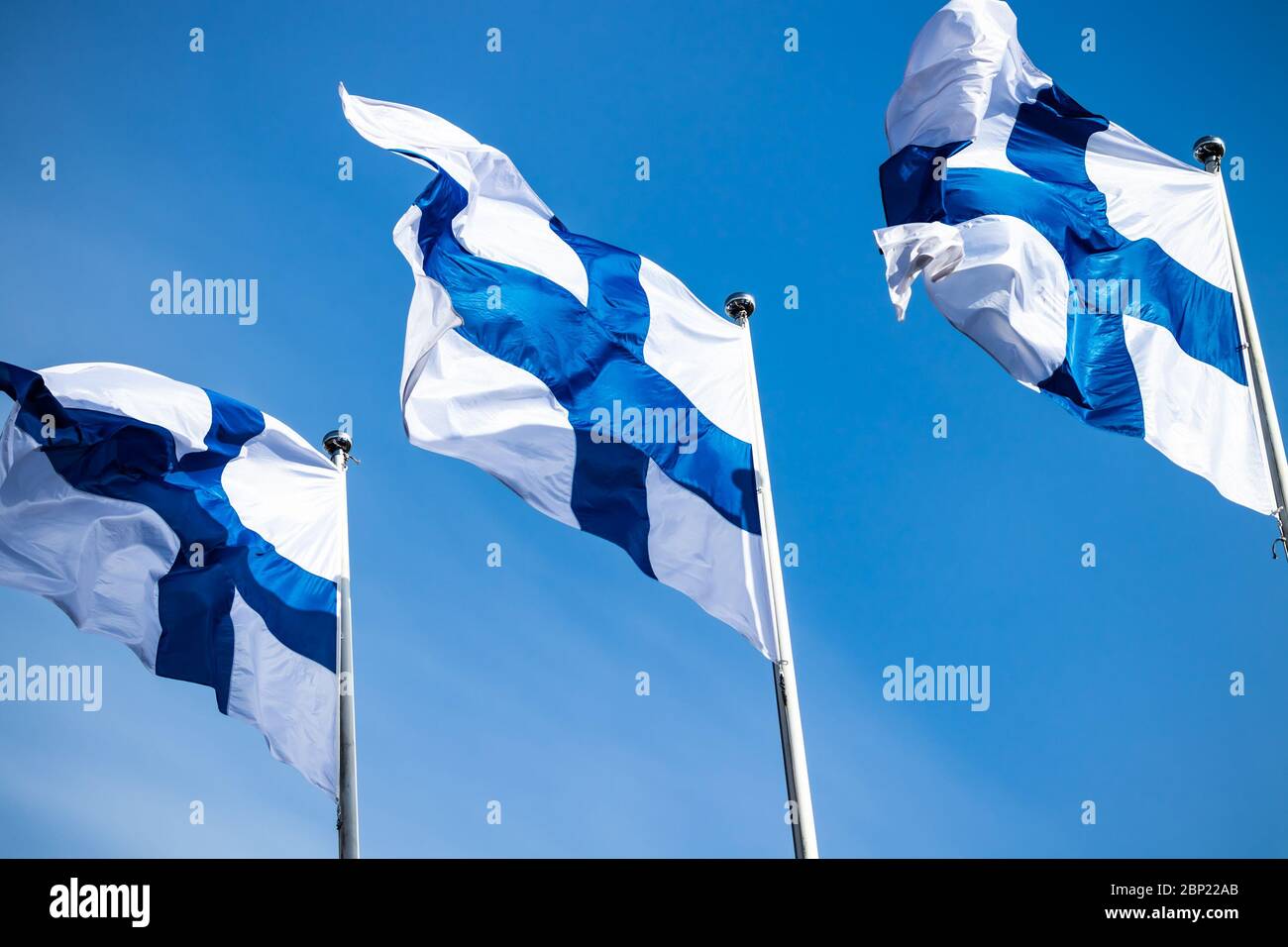 Nordic flags against blue hi-res stock photography and images - Alamy