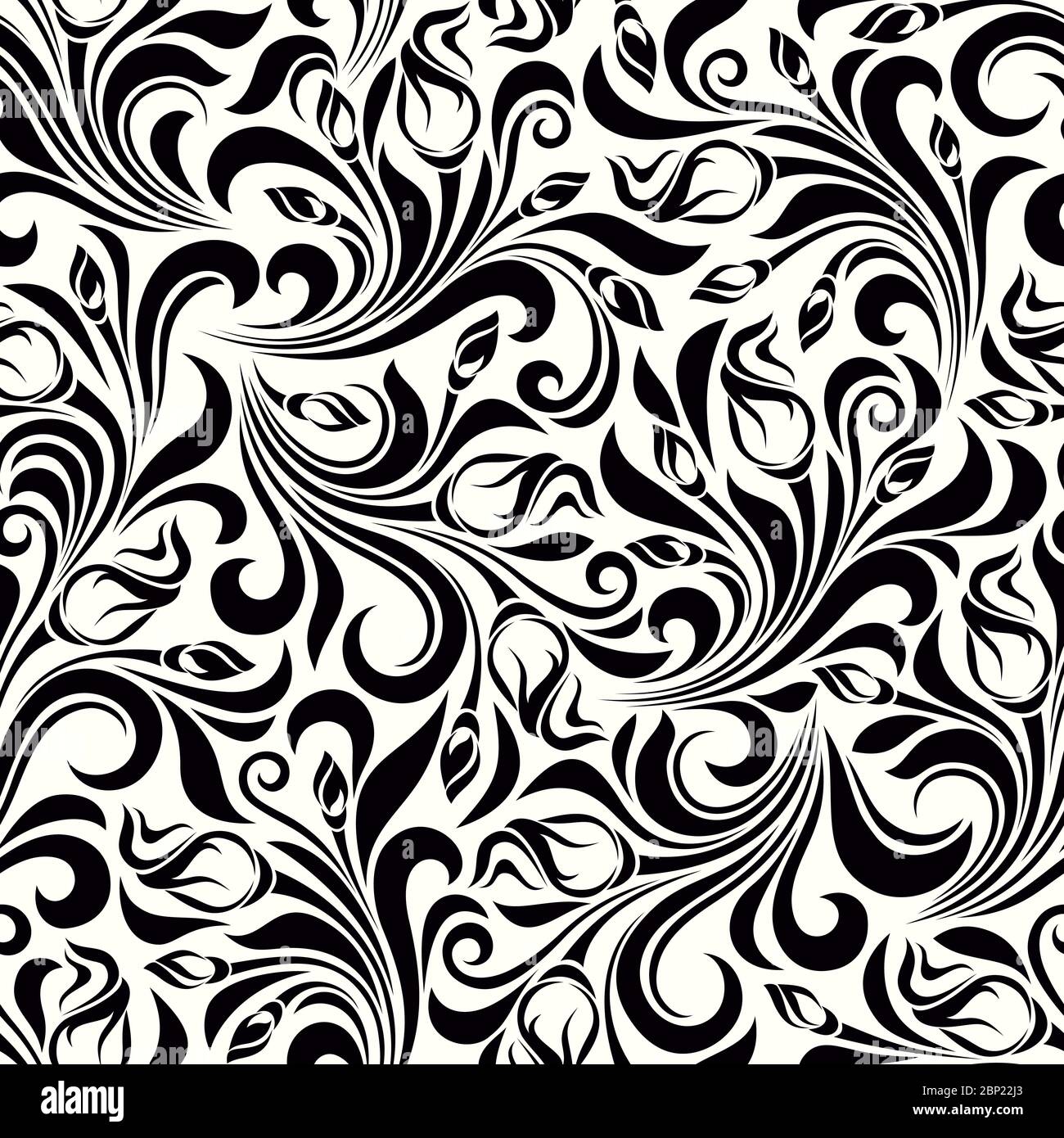 Vector seamless black and white floral pattern Stock Vector Image & Art ...