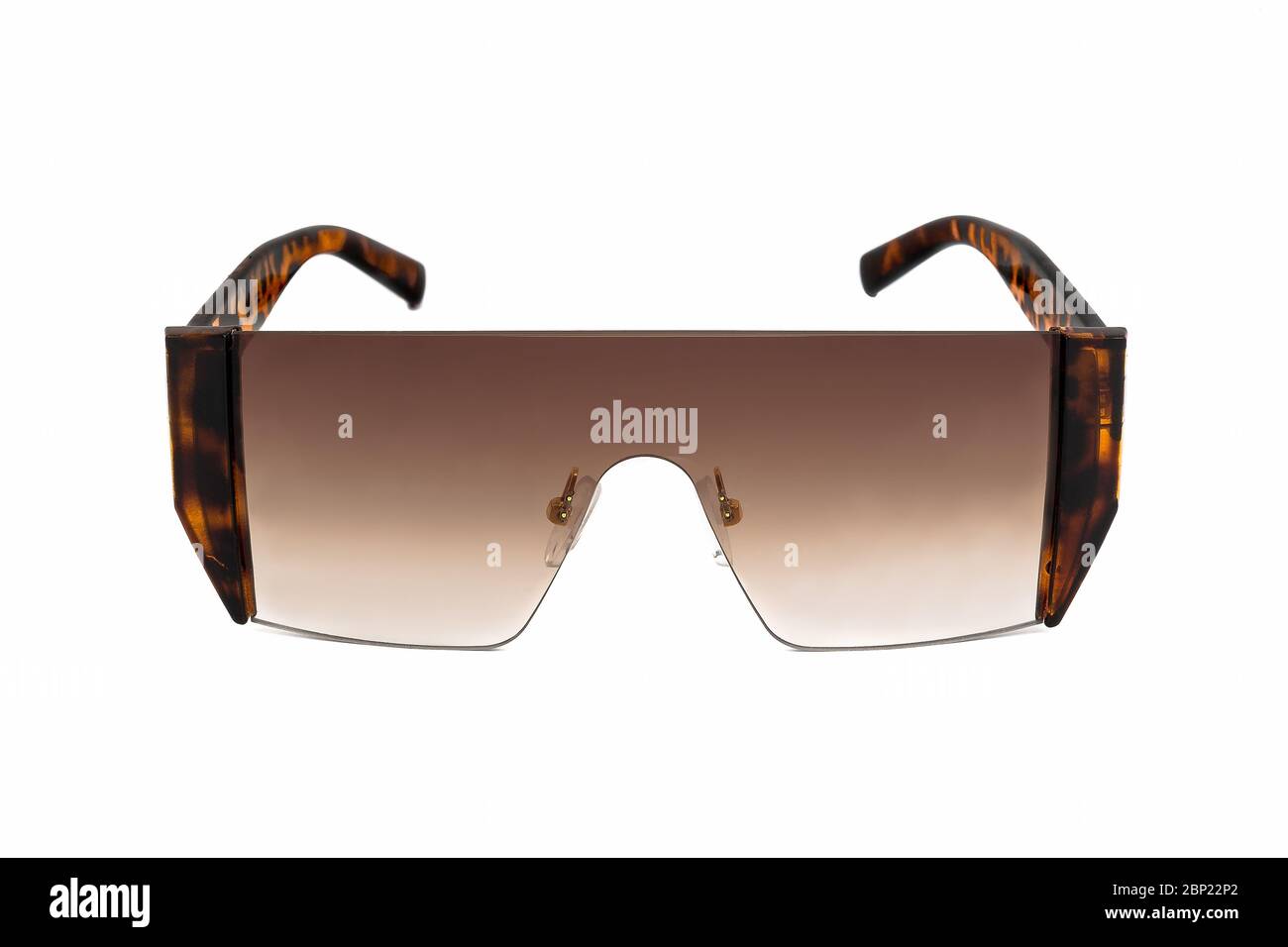 Rap star hip hop style rimless sunglasses with brown color gradient mono  lens, flat top and leopard texture earpiece, isolated on white background  Stock Photo - Alamy