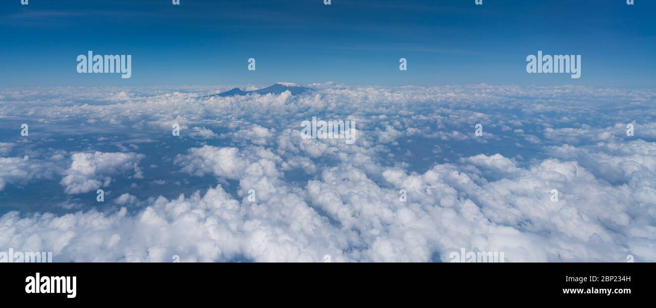 shoot over the clouds from the mount Kilimanjaro in Kenya Stock Photo