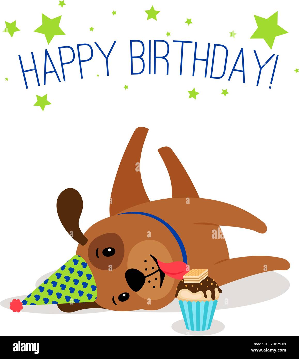Birthday puppy portrait. Cute happy cartoon smiling pup dog vector  illustration isolated on white Stock Vector Image & Art - Alamy