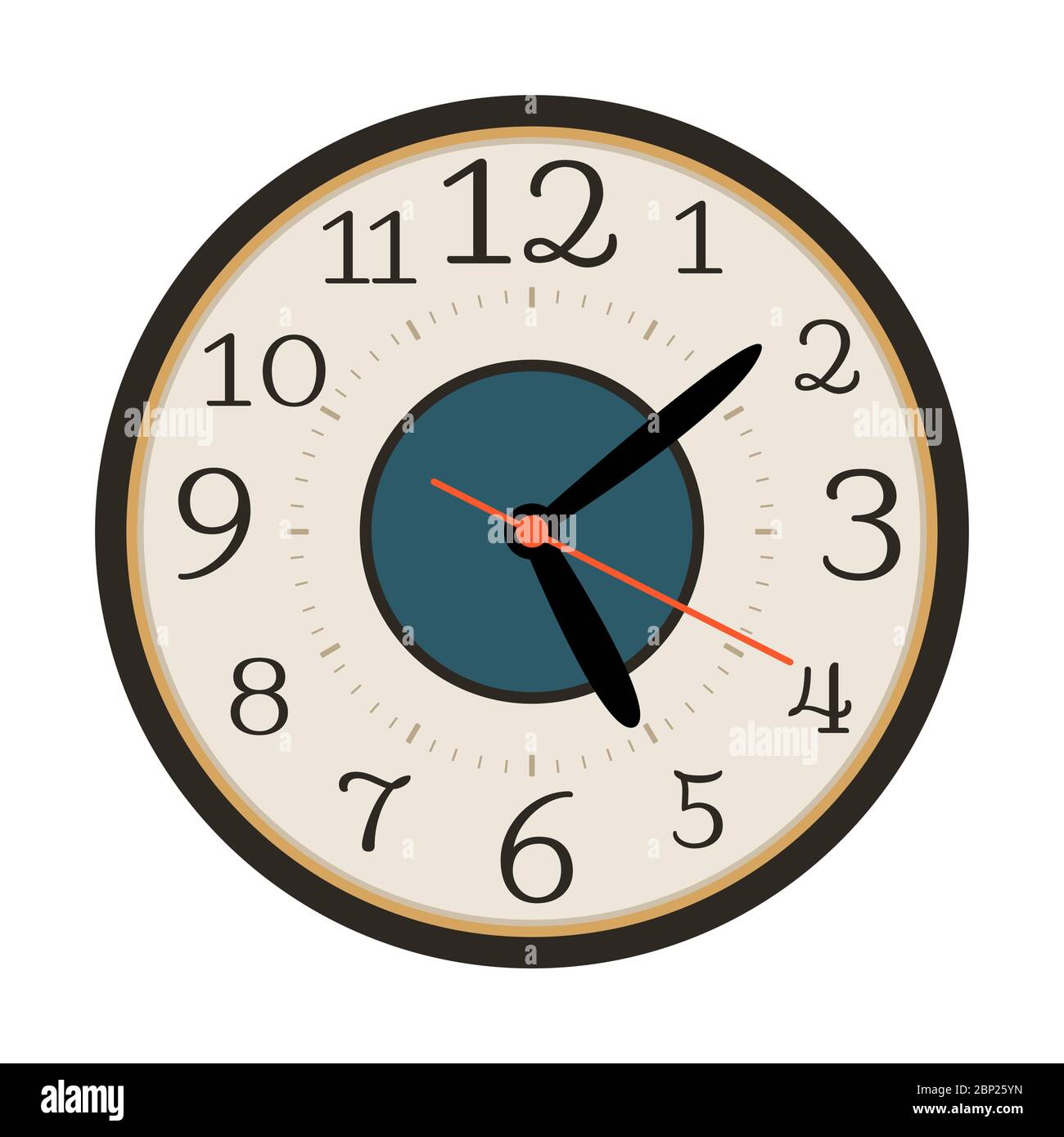 Modern wall clock isolated on white background, vector illustration Stock Vector