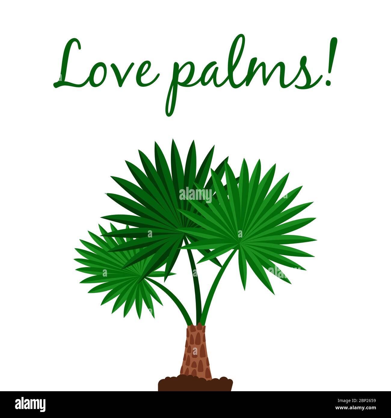 Love palms vector poster with Washingtonia palm tree Stock Vector