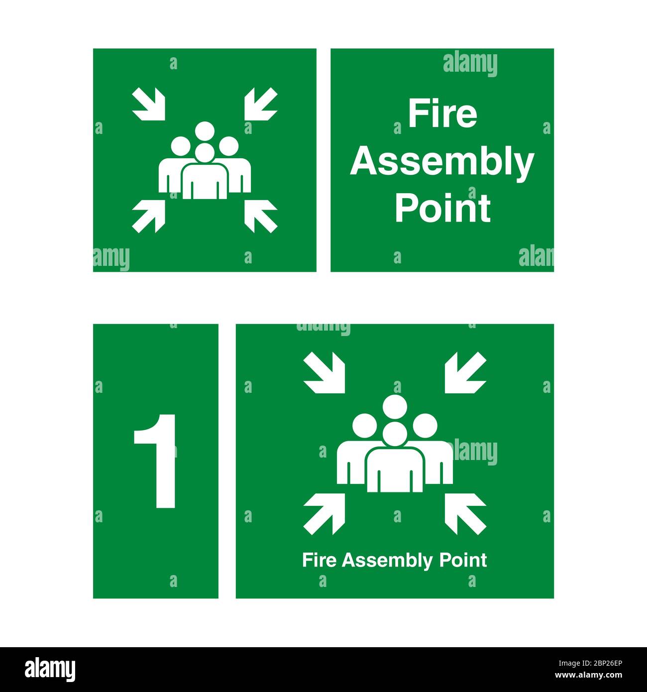 Fire assembly point large stickers set Fire exit 