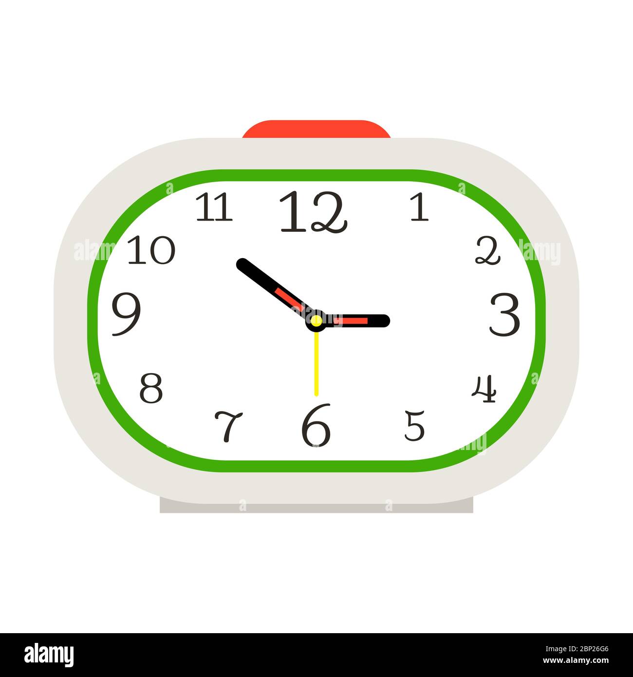 Alarm clock with red button isolated vector illustration Stock Vector
