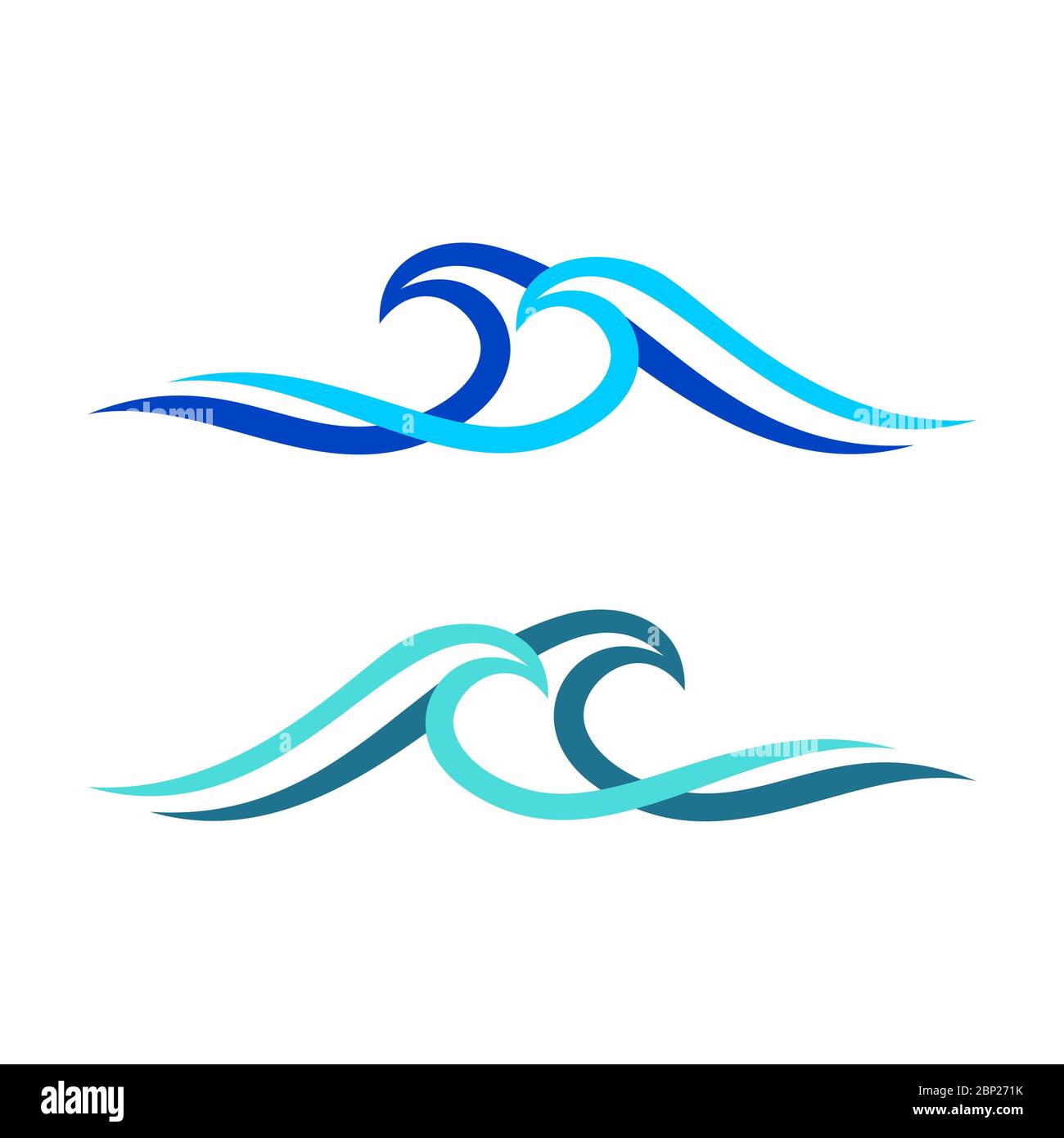 Set Blue Waves Line Logo Template Illustration Design. Vector EPS 10 ...