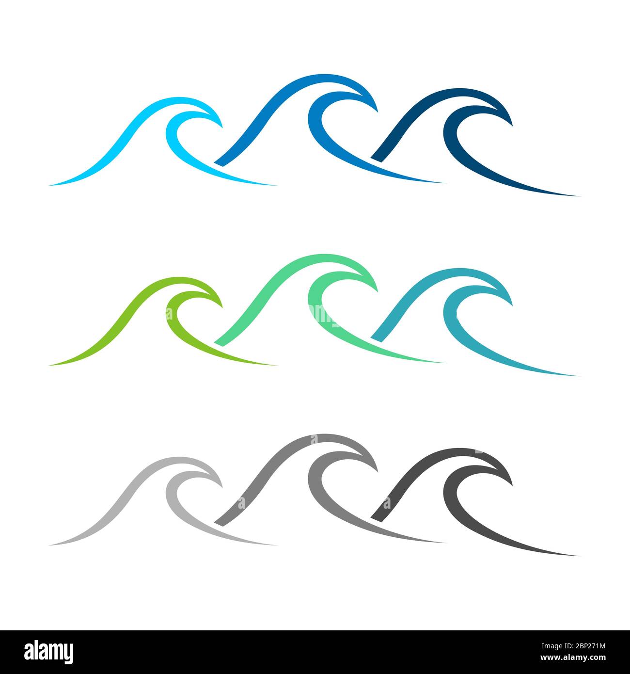 Set Blue Waves Line Logo Template Illustration Design. Vector EPS 10 ...