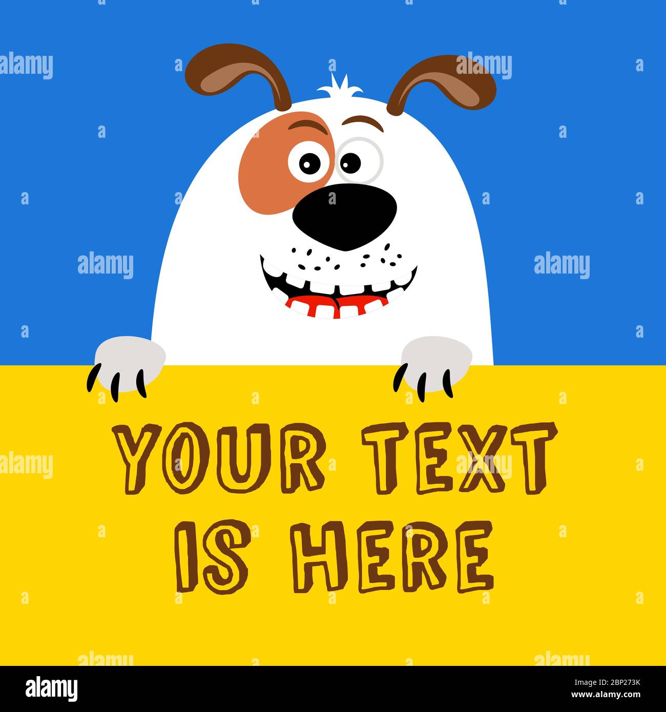 Greeting card with funny cartoon dog and place for text, vector illustration Stock Vector