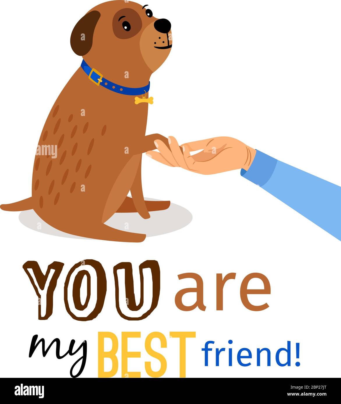 Human hand holding dogs paw. You are my best greeting template, vector illustration Stock Vector Image & Art - Alamy