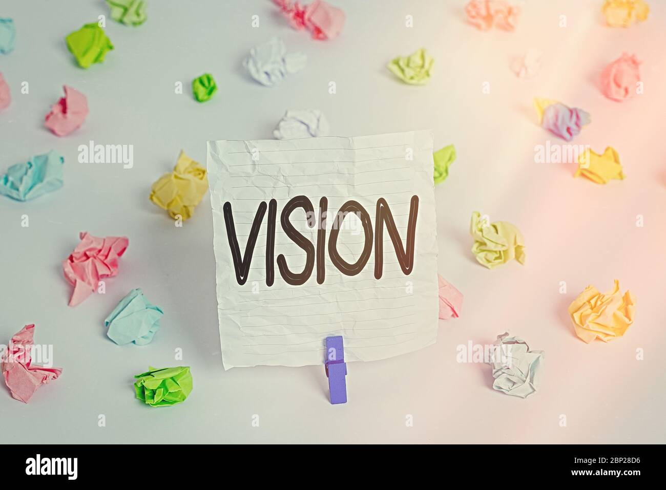Writing note showing Vision. Business concept for ability to think ...