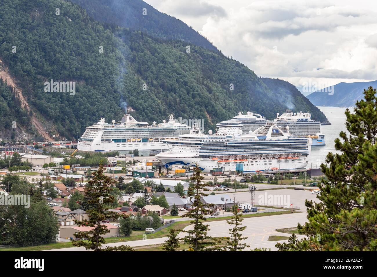 Skagway is a scenic port town for visiting cruise ships along the Inside Passage of Alaska Stock Photo
