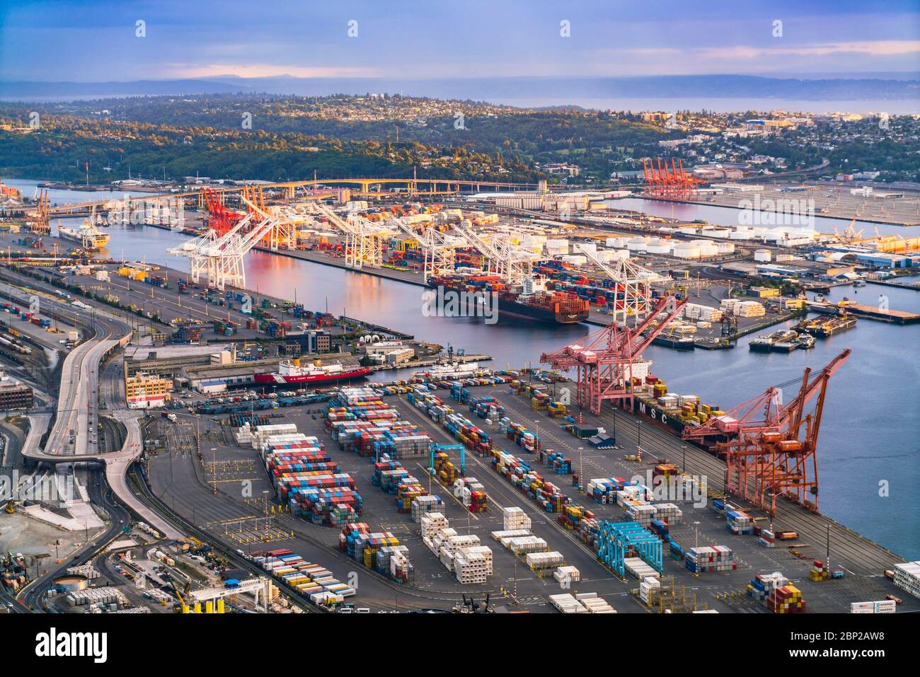 Seattle Port Viewpoint Panoramic View Downtown Seattle Port High Resolution Stock Photography ...
