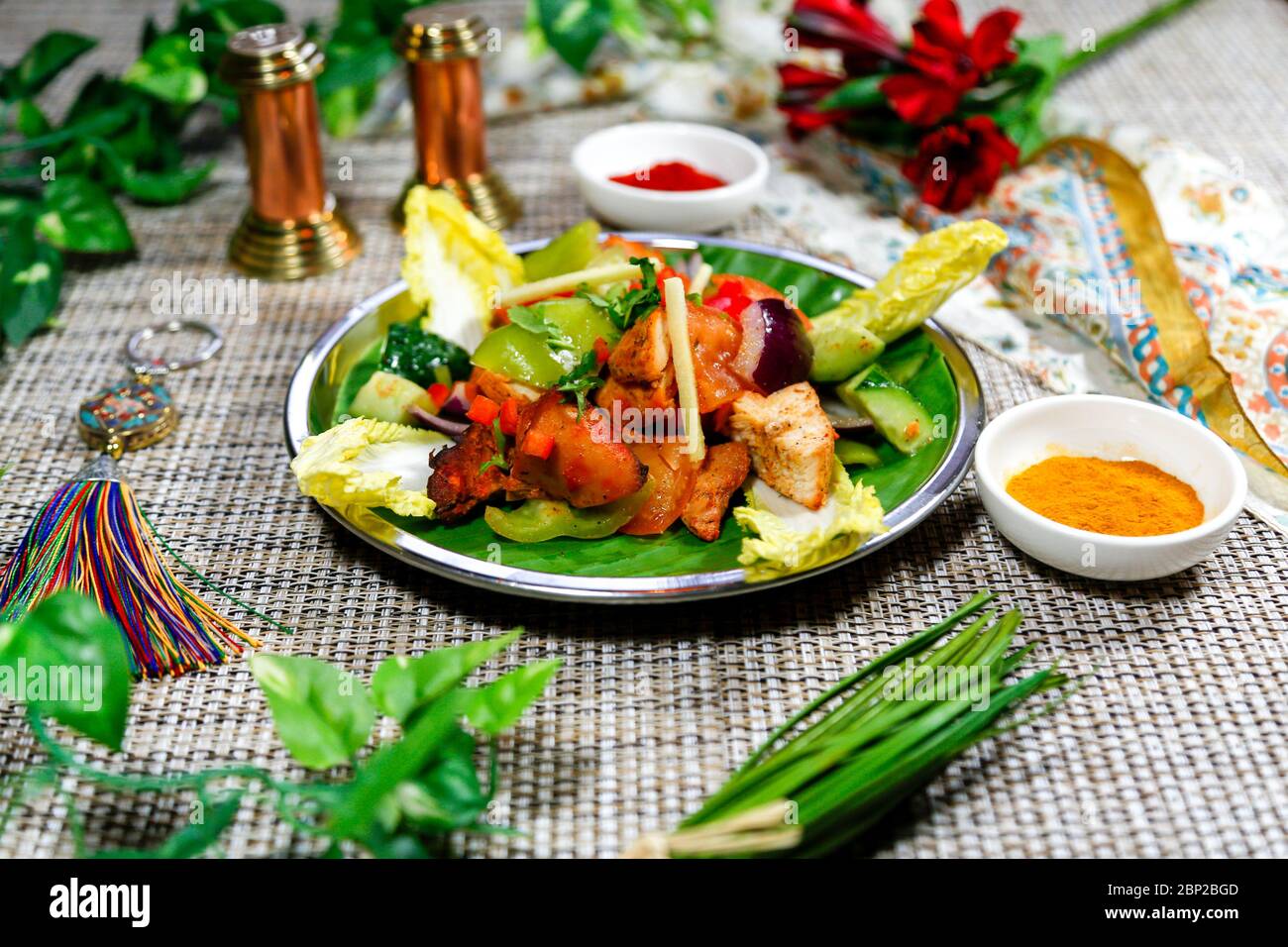 Indian traditional vitamin vegetable salad with herbs and spices Stock