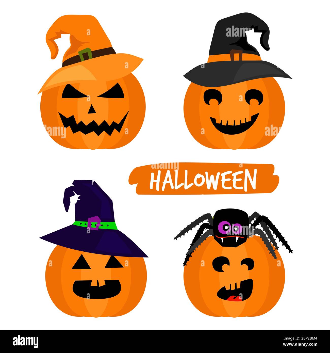 Cartoon Character Halloween Pumpkins Isolated On White Background Cartoon Character Halloween Pumpkins Isolated On White Background