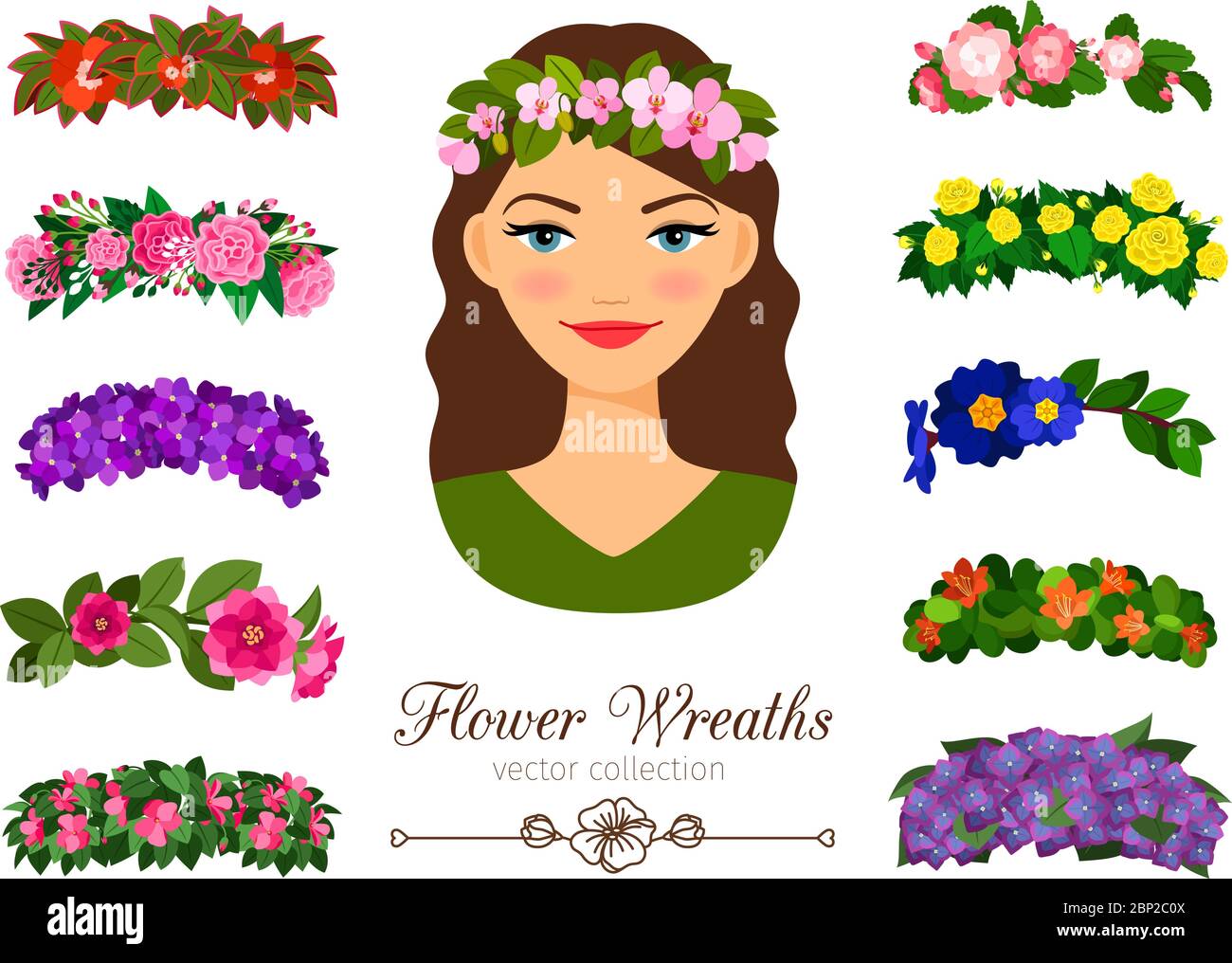 Beautiful Girl With A Flower. Girls.Vector Illustration Ready For