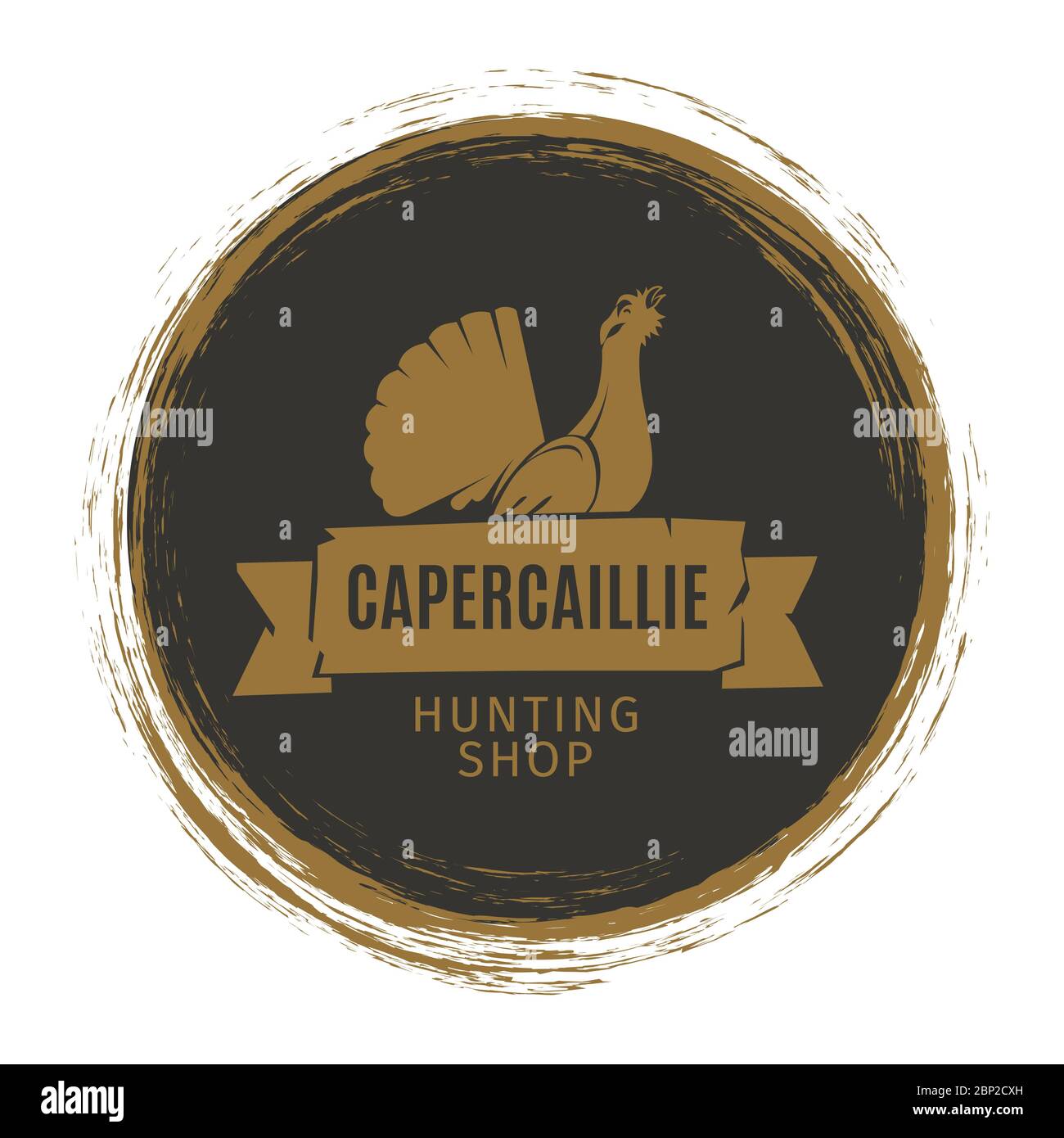 Vintage hunting shop emblem or logotype with turkey and grunge elements, vector illustration Stock Vector