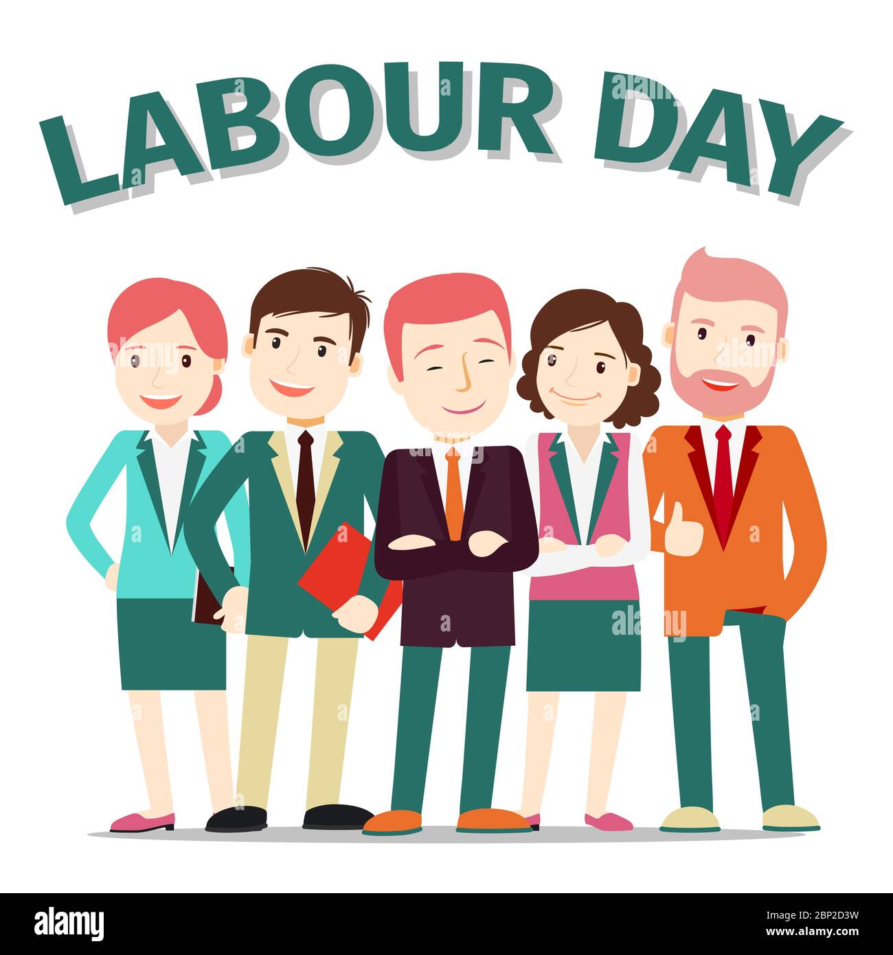 Business team, vector illustration. Labour Day poster with businessmen