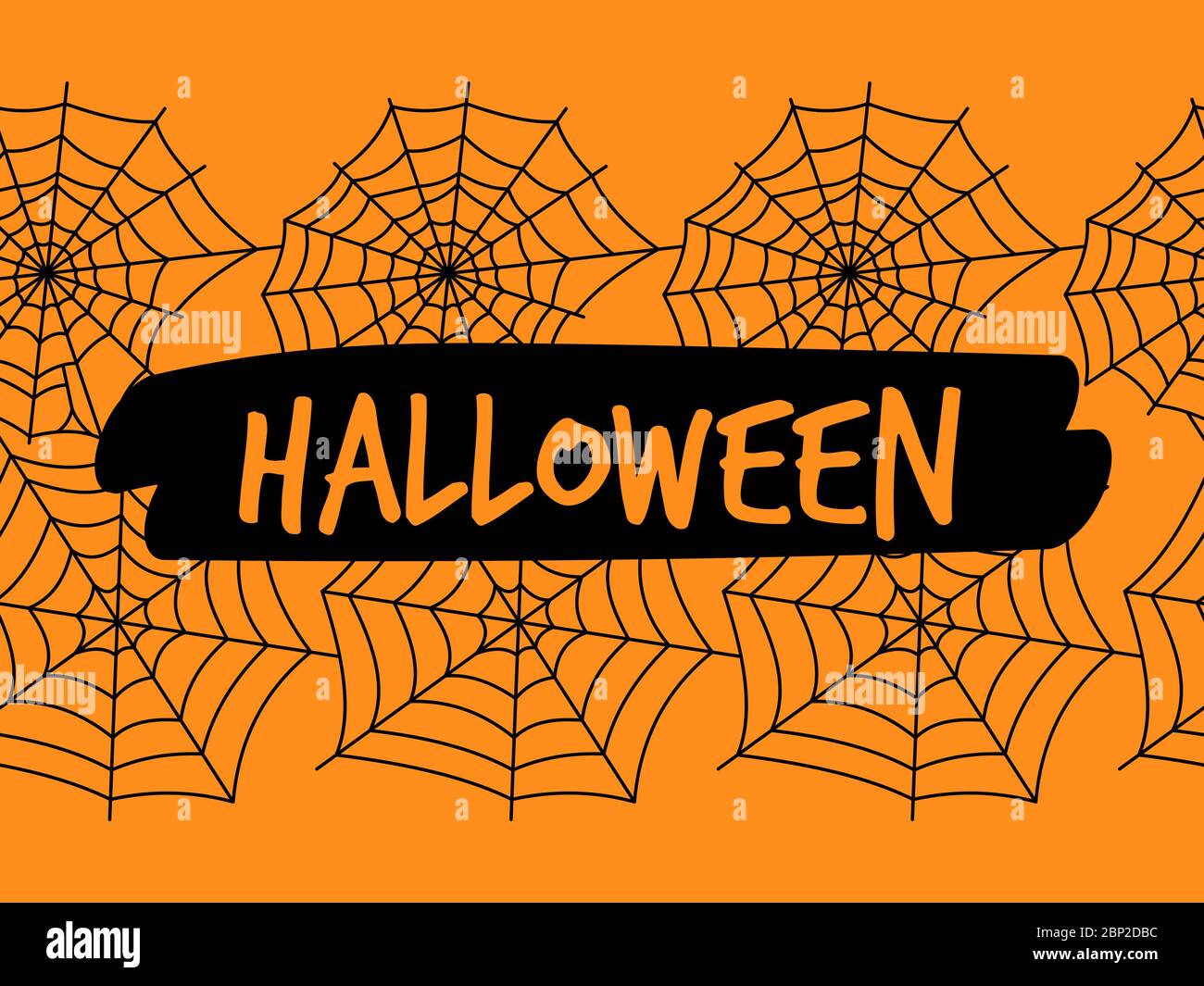 Halloween spiderweb seamless pattern and text banner, vector illustration Stock Vector