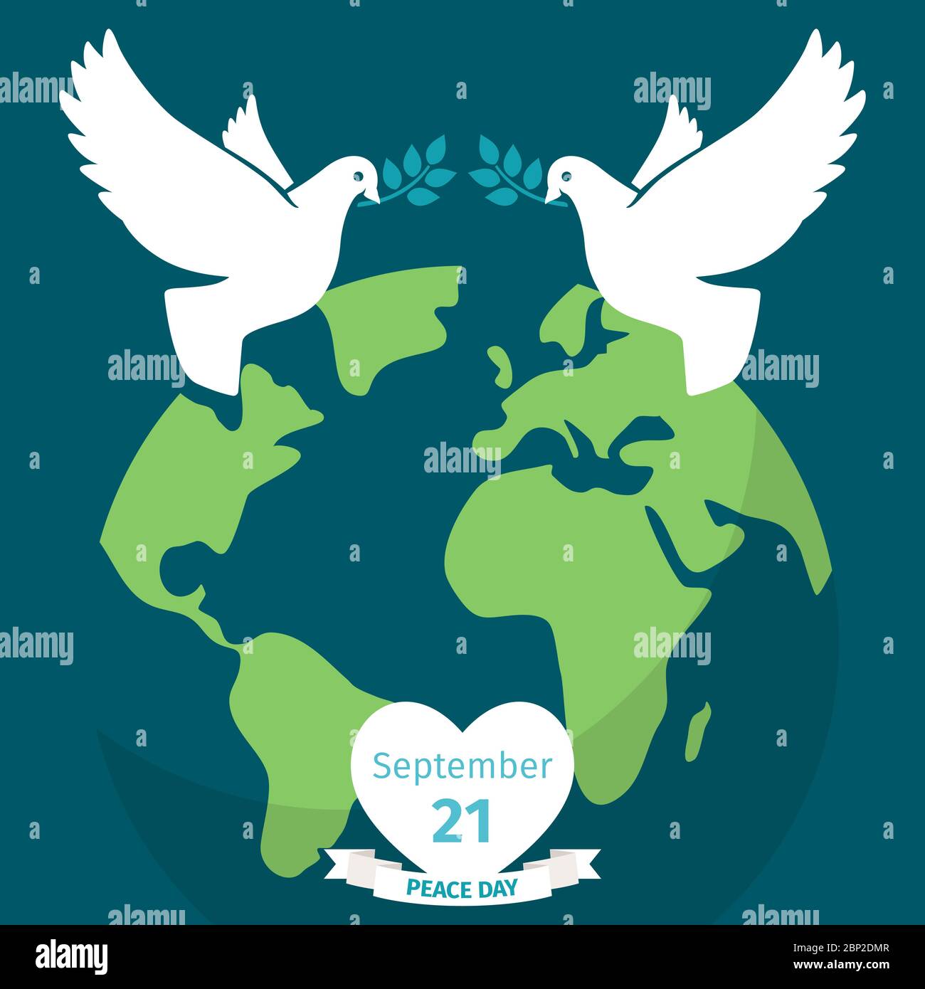International Peace Day vector poster background with pigeons and