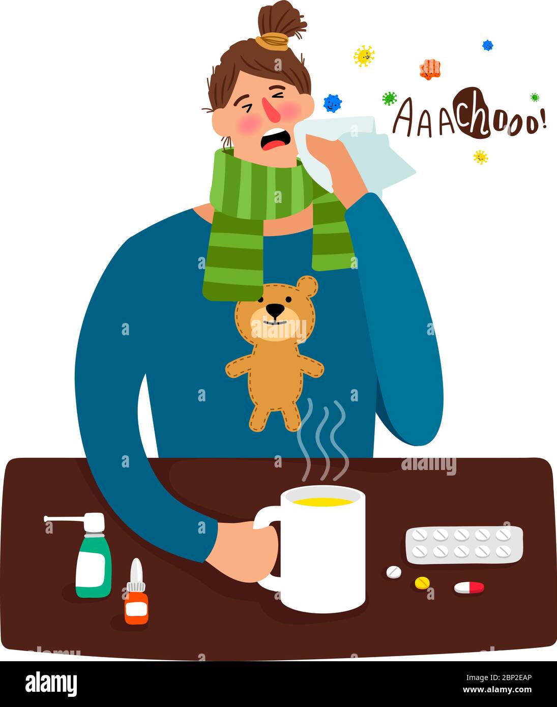 Flu woman. Cartoon sick girl person with fever and heat temperature, headache and medications, winter cold illness vector character Stock Vector Image & Art - Alamy Flu woman. Cartoon sick girl person with fever and heat temperature, headache and medications, winter cold illness vector character Stock Vector Image & Art - Alamy